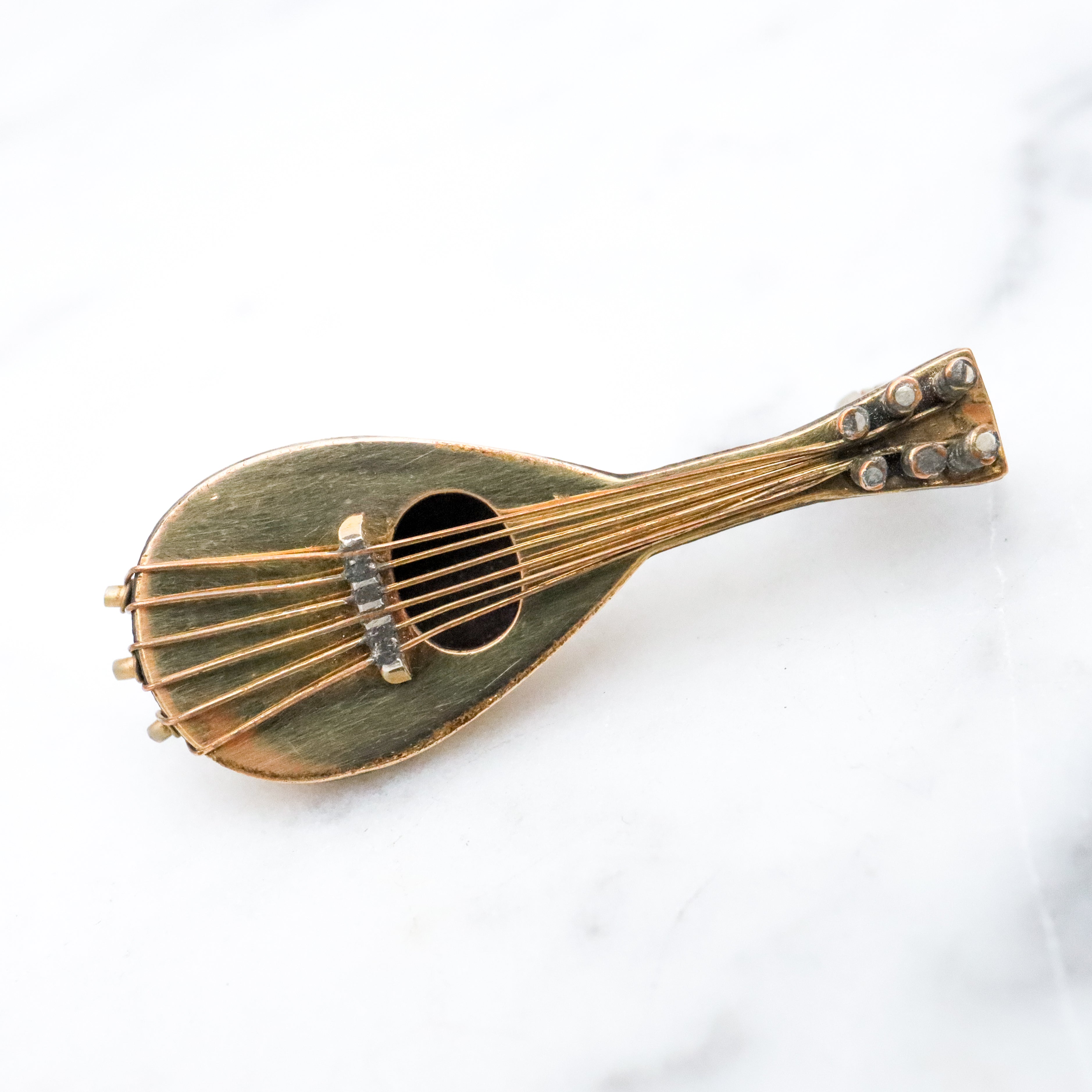 Antique gold filled mandolin instrument brooch